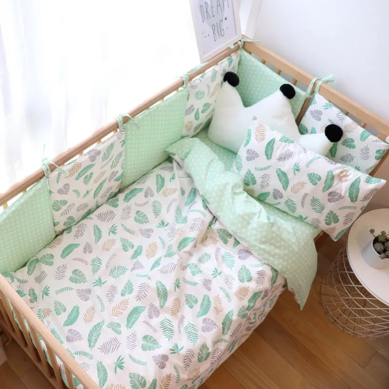 Soft cotton baby crib bedding set from Baby Bubble, includes nursery bundle with cozy fitted sheet and pillowcase for infants.