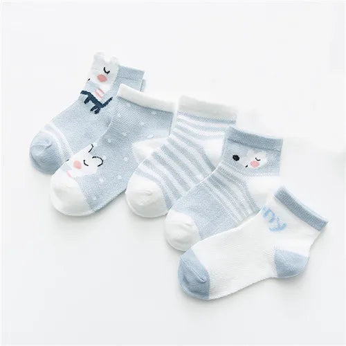 Soft cotton baby socks from Baby Bubble, five-pack, featuring colorful, cozy, and comfortable baby socks for little feet.