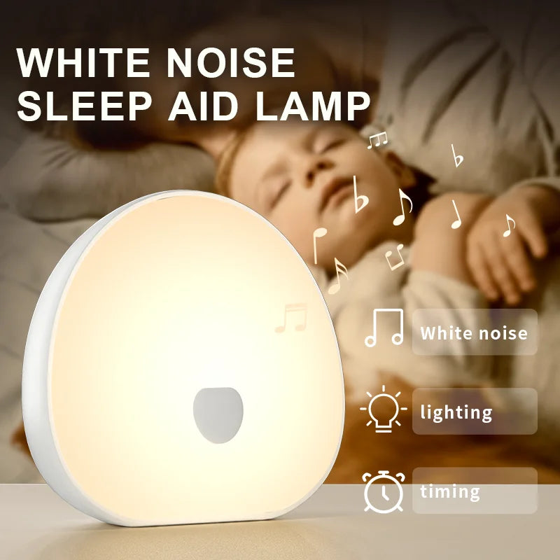 Baby Bubble white noise machine with soothing LED night light, designed for calming infants and providing gentle illumination.
