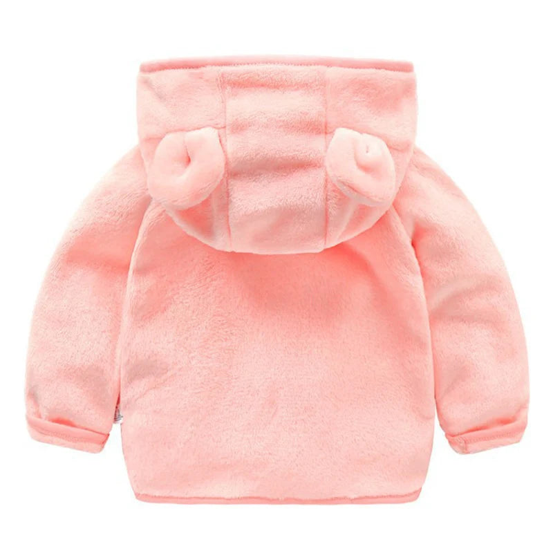 Baby Bubble hooded baby girl coat in soft fabric, stylish design with a cute hood, perfect for keeping warm and fashionable.