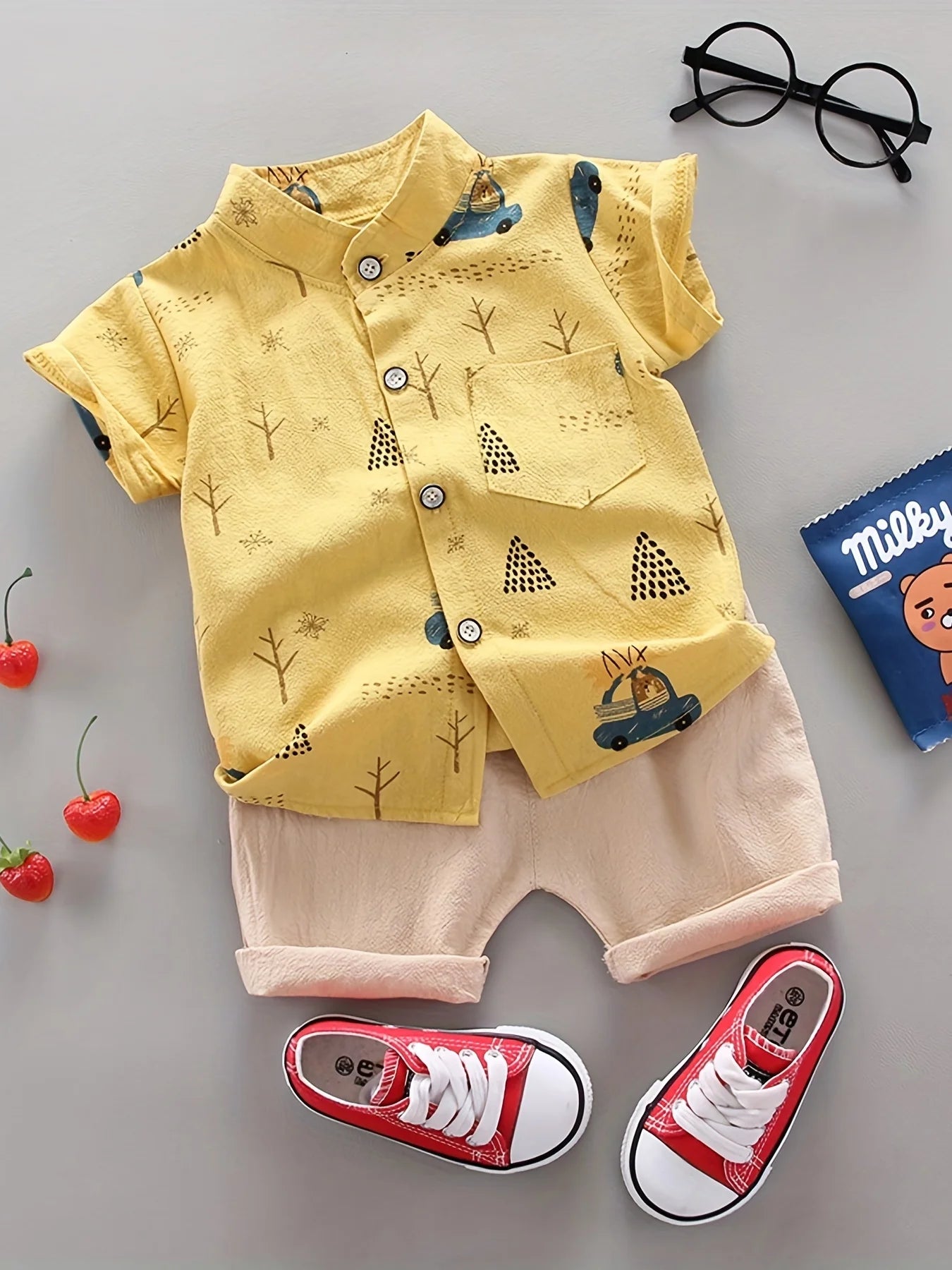 Baby Bubble infant summer 2-piece set with bear print, lightweight clothing for toddlers, perfect for warm weather.