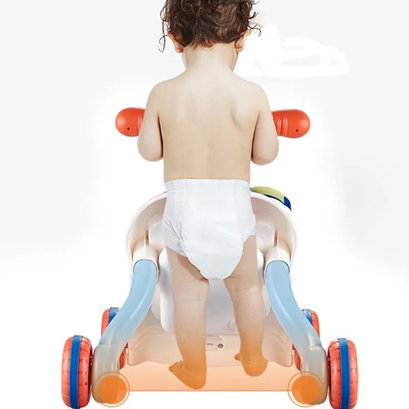 Baby Bubble adjustable multi-function learning baby walker with a sturdy frame and colorful safety features.