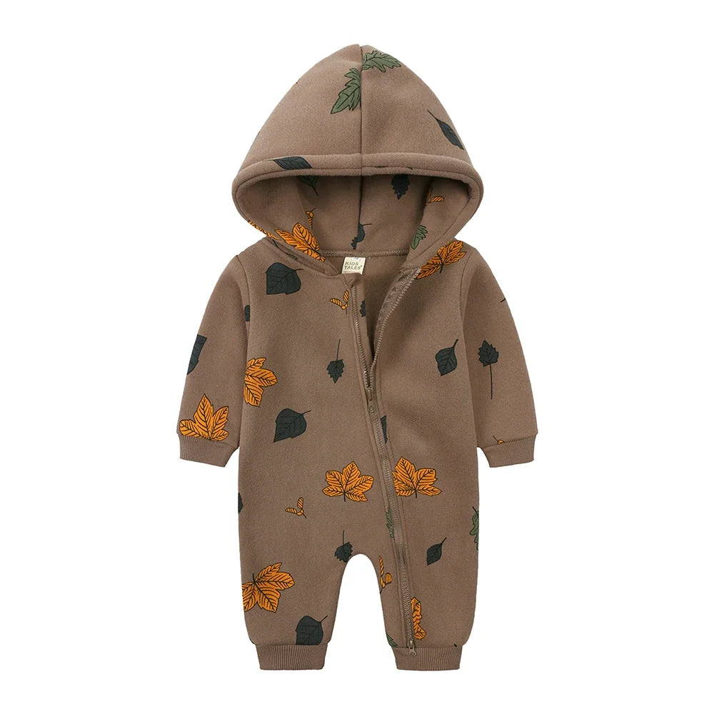Baby Bubble Bear Onesie, adorable winter pajamas for infants, featuring a soft, cozy design with bear print and hood.