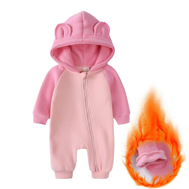Baby Bubble bear onesie, adorable winter pajamas for infants, featuring a soft, cozy design with bear print and warm fabric.