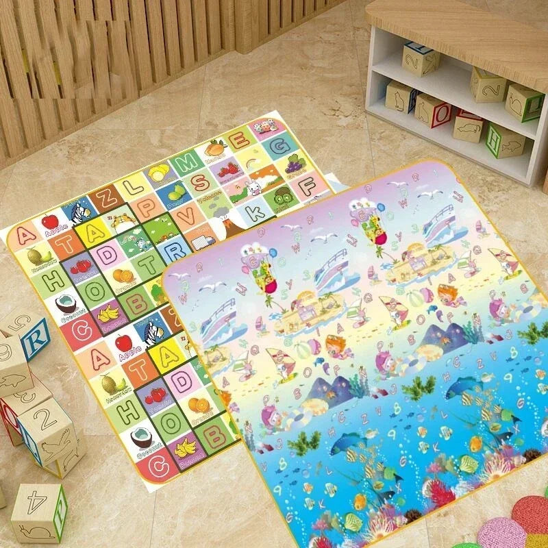 Baby Bubble non-toxic EPE baby crawling play mat with colorful safety rug for infants and toddlers on a soft surface.