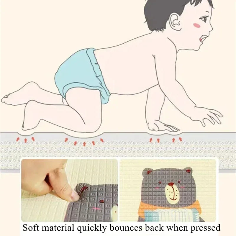 Baby Bubble thick cushioned safety play mat with colorful activity features, providing a soft, safe surface for infants to play on.