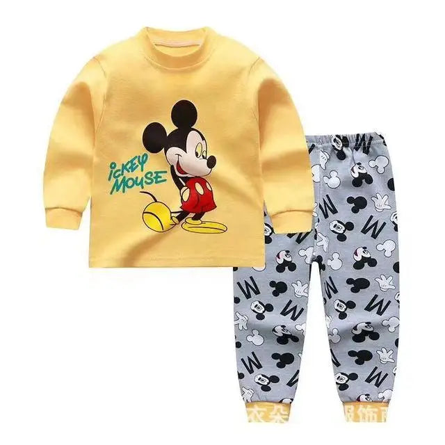 Baby Bubble cartoon pajama set for 0-4 years, cozy autumn home wear with playful cartoon designs, soft and comfortable fabric.