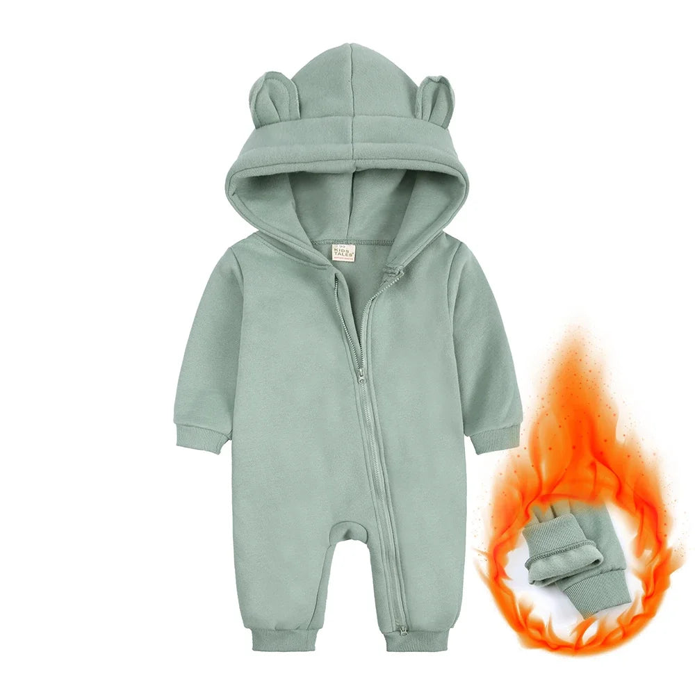 Baby Bubble Bear onesie, adorable winter pajamas for infants featuring a cute bear design, soft and cozy for cold weather.