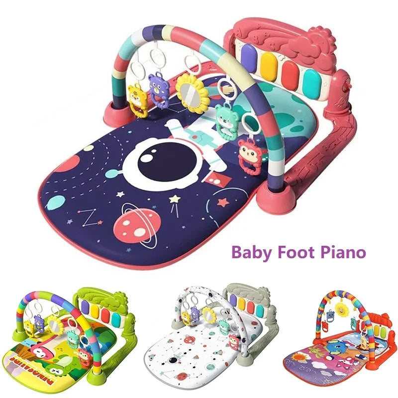 Baby Bubble baby gym mat with pedal piano, colorful play frame for early musical and motor skill development.