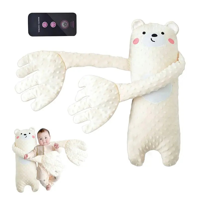 Baby Bubble soothing bear sleep pillow with remote, plush toy designed to comfort and lull babies to sleep.