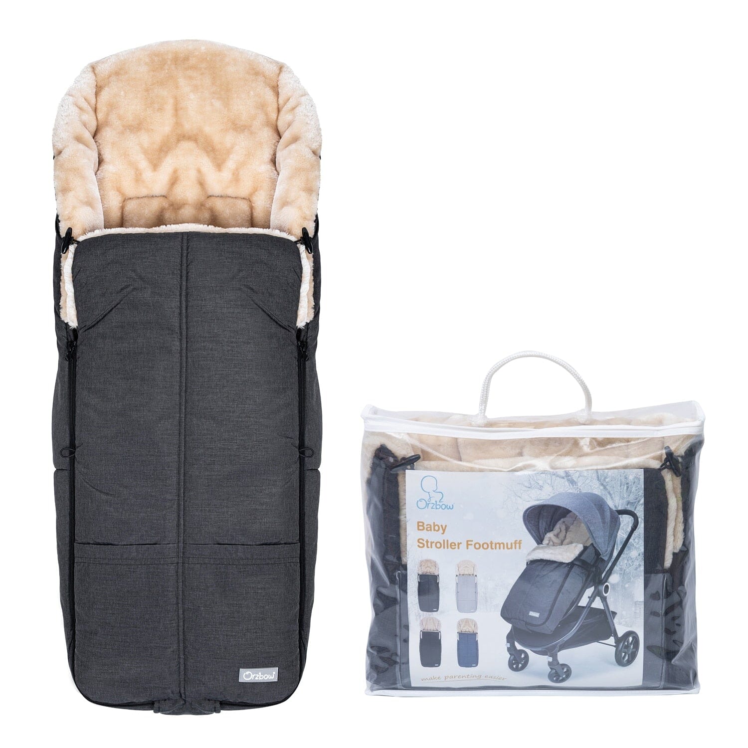 Orzbow Luxury Baby Stroller Sleeping Bags Warm Children Stroller Footmuff kids Bunting Bags Newbron Cocoon Envelope Waterproof 0 Baby Bubble Store A200408--Dark Gray China