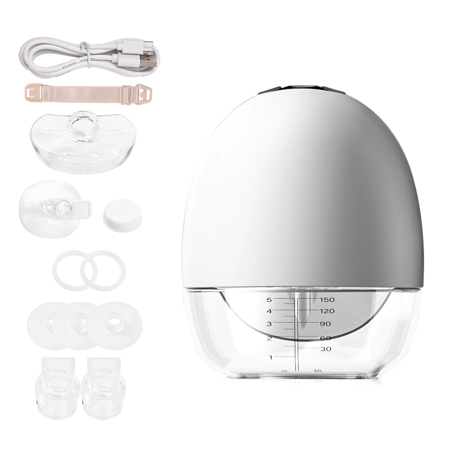 Portable electric wearable breast pump by Baby Bubble, hands-free design with adjustable flanges for comfortable pumping.