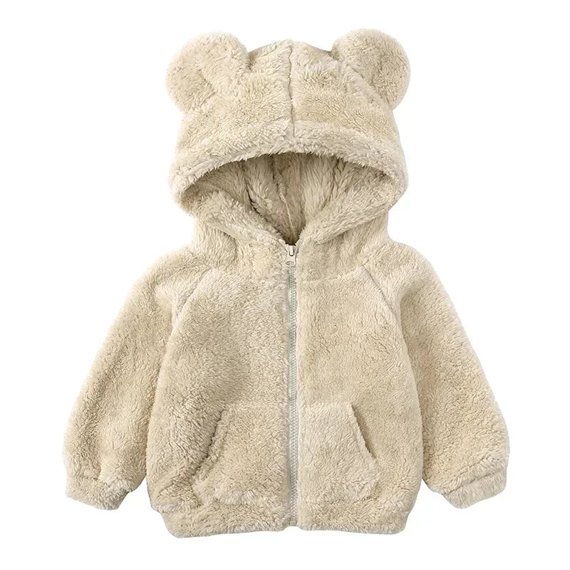 Baby Bubble winter hooded fleece coat, warm and cozy for babies, featuring a soft fleece material and a snug hood.