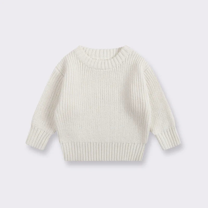 Baby Bubble CLO baby knit pullover sweater with soft, cozy knit fabric for infants, in a classic style and neutral color.