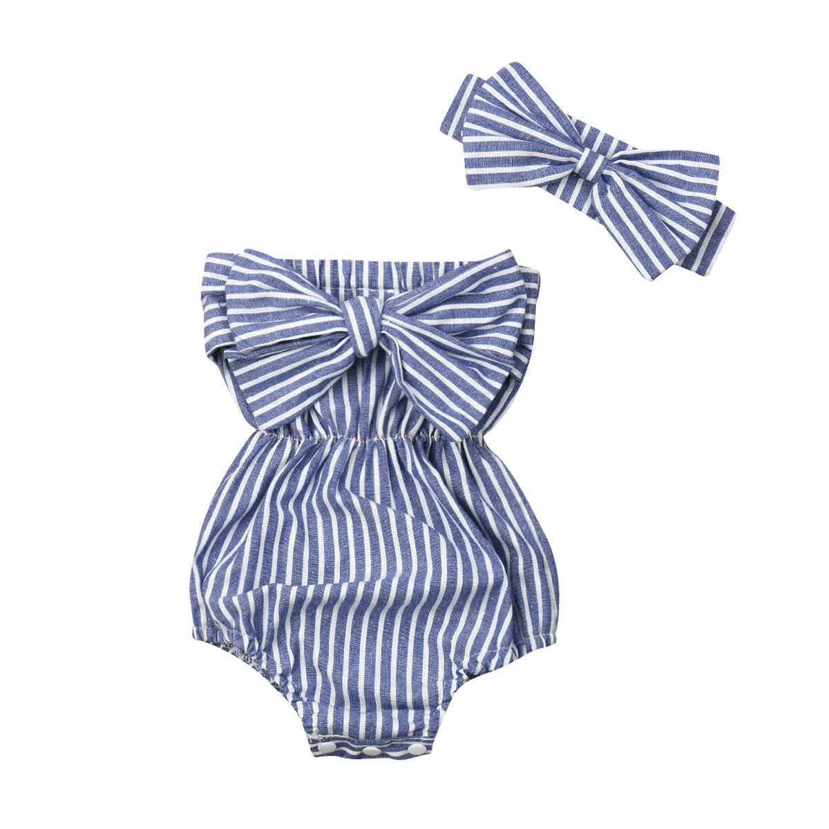 Baby Girl Summer Romper by Baby Bubble featuring an adorable stripe design, perfect for warm weather and summer outings.