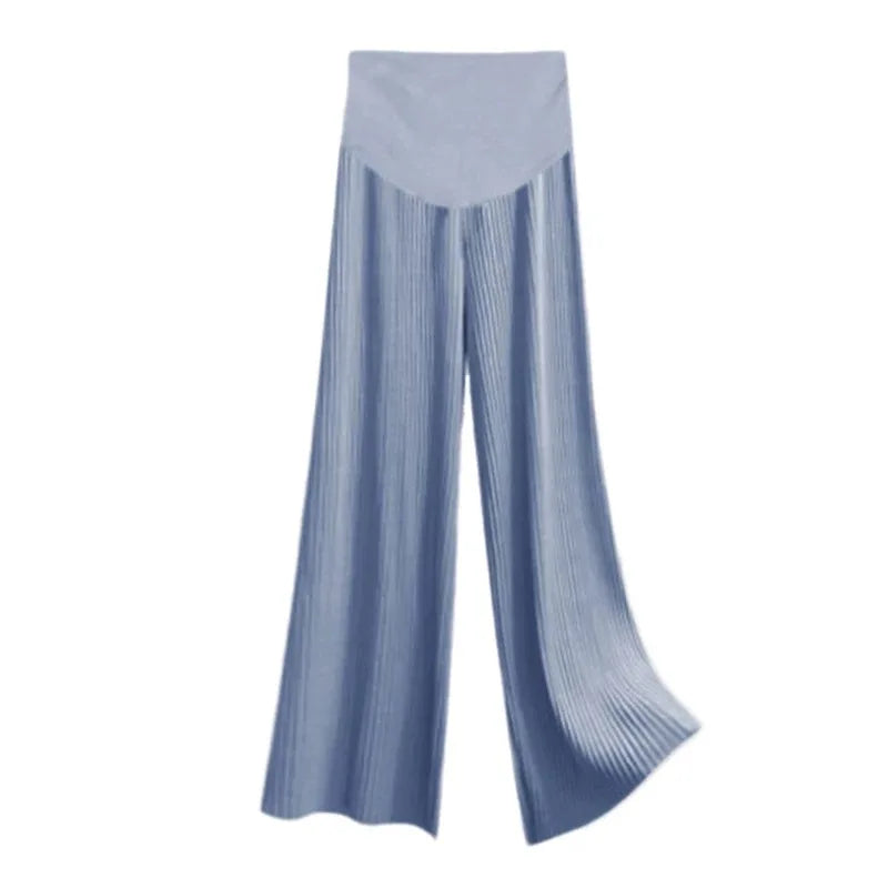 Baby Bubble wide leg maternity trousers with breathable fabric and adjustable waist for comfortable pregnancy wear.