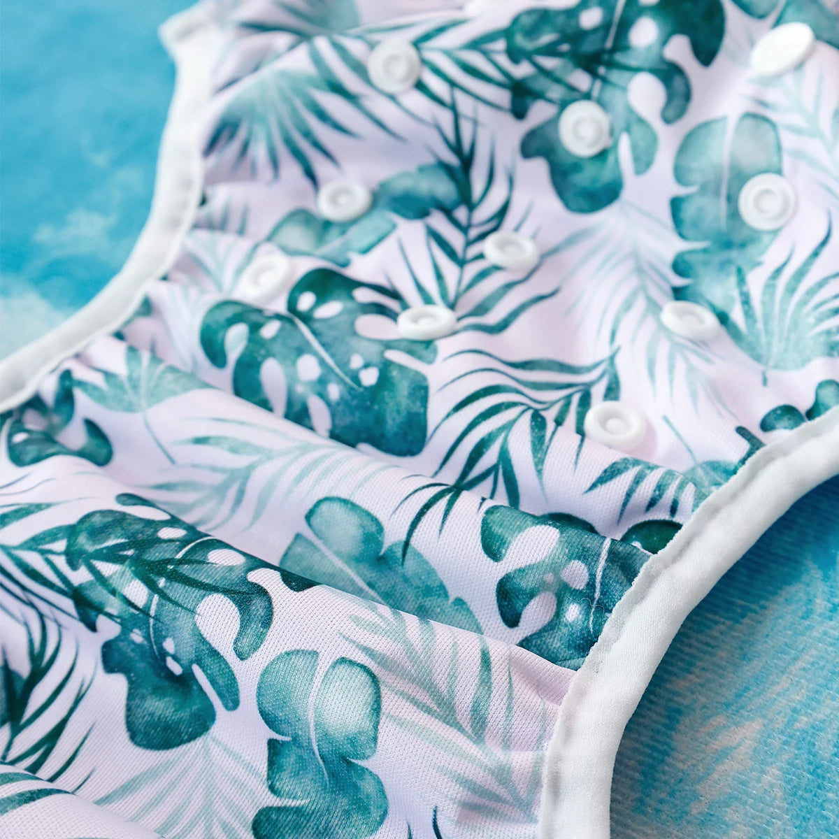 Baby Bubble washable baby swim diapers with adjustable fit, shown in blue, designed for comfort and leak protection during swimming.
