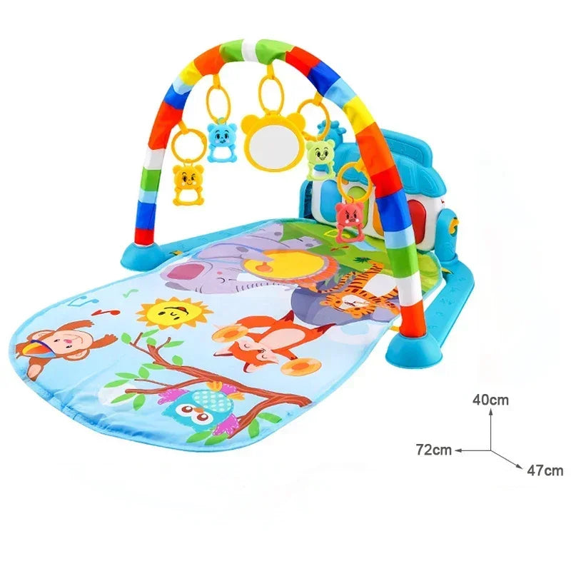 Baby Bubble baby piano gym play mat with colorful musical toys for crawling and kicking activities, soft and engaging for infants.