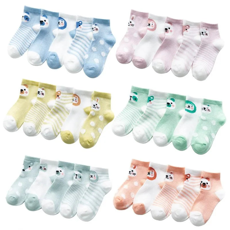 Soft cotton baby socks from Baby Bubble, 5-pack, featuring colorful, comfortable baby sock designs for infants.