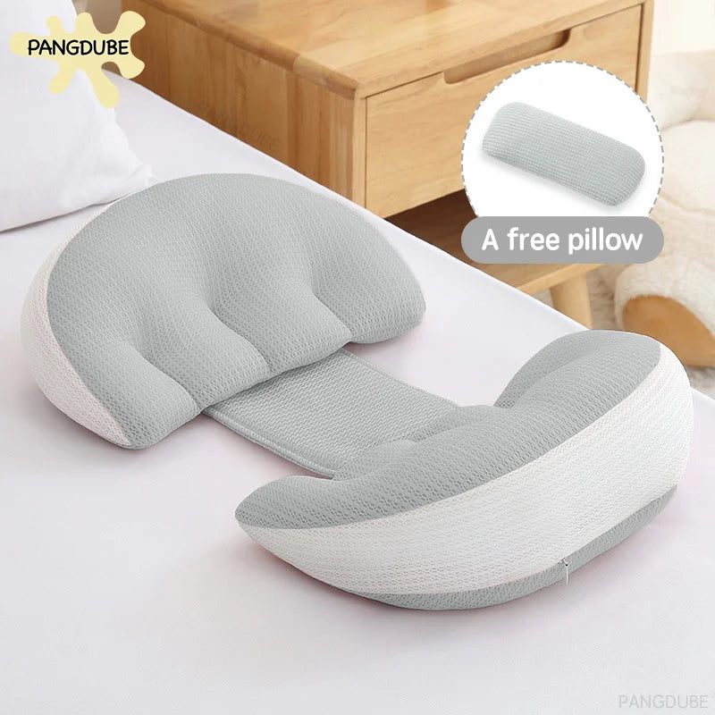Pregnancy Body Pillow by Baby Bubble for sleep support, showing a soft, contoured body pillow designed for pregnant women.