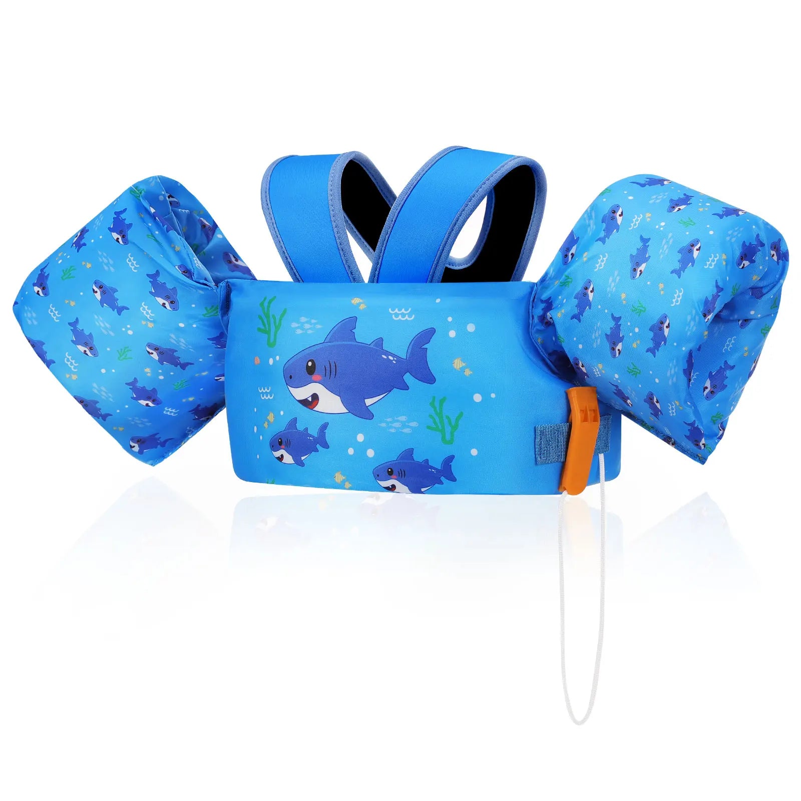 Baby Bubble kids' life vest with foam arm floats and safety whistle, designed for safe swimming and water safety for children.