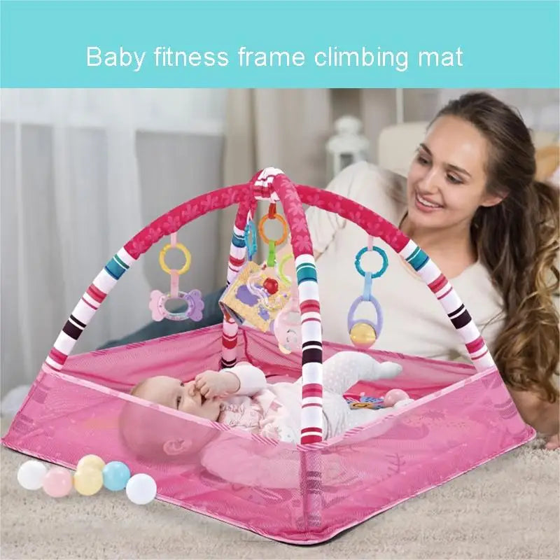 Baby Bubble baby activity gym mat with colorful toys and crawling frame for multi-sensory play and developmental crawling fun.
