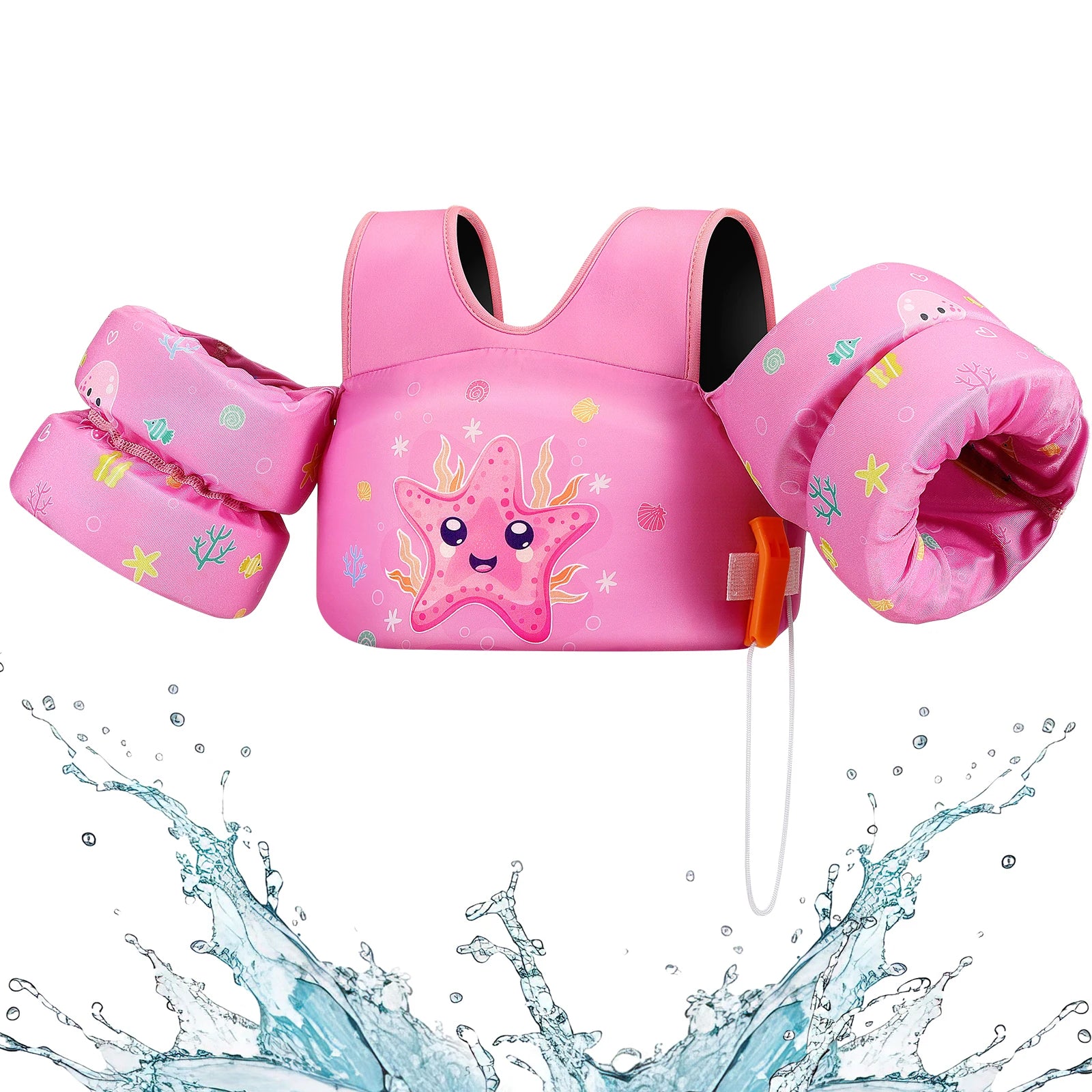 Baby Bubble kids safety life vest with foam arm floats and safety whistle, designed for secure swimming and water safety.