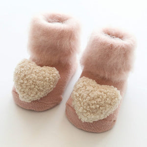 Cute Baby Socks Stereo Doll Socks Autumn Winter Mid Stocks Velvet Thickening Brush Furry Newborn Floor Socks 0-18 months 0 Baby Bubble Store pink 0-6M 